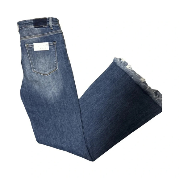 Risen Full Size High Rise Front Slit with Frayed Hem Flare Jeans NWT size 13/31 - Picture 3 of 7